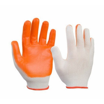 Перчатки нейлоновые ЭКОНОМ с нитрильным обливом (оранжевые)