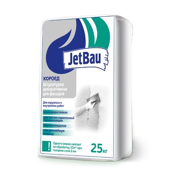 JetBau Штукатурка «Короед» декоративная фракция 2мм 25кг джет бау