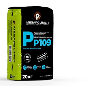 МЕГАПОЛИМЕР Plaster Premium 109 Штукатурка тепло-шумоизоляционная 2-80мм (20кг) (64шт/пал)
